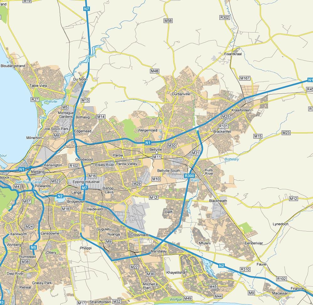 نقشه خیابان نقشه bellville, کیپ تاون