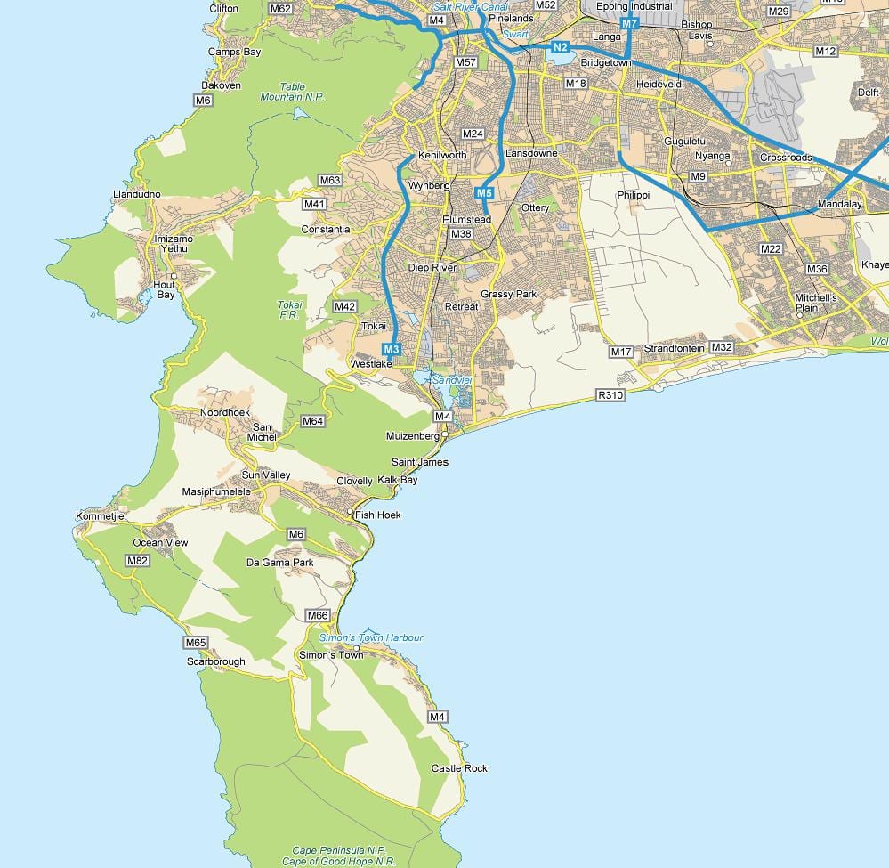 نقشه muizenberg کیپ تاون