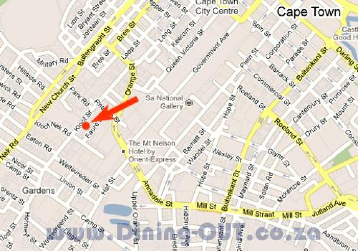 نقشه kloof خیابان کیپ تاون