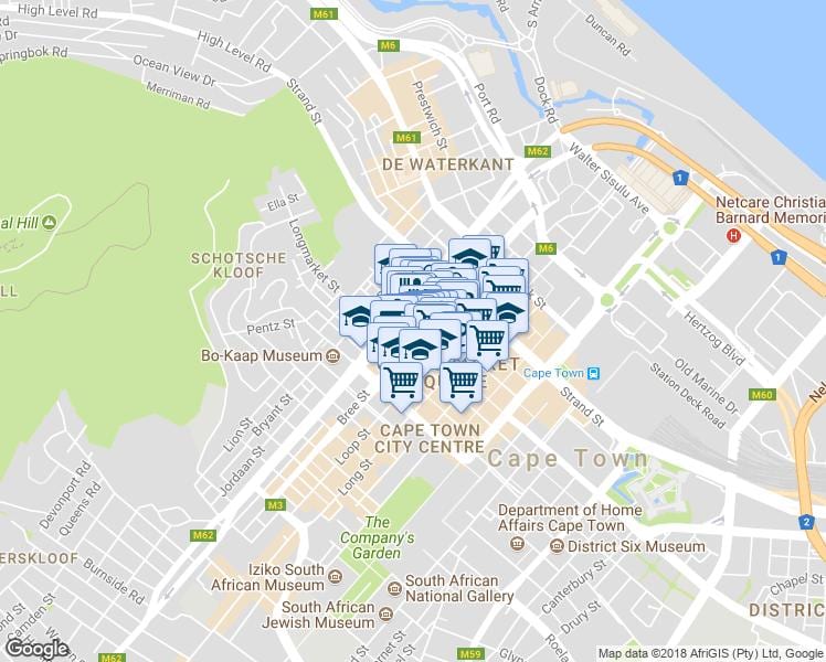 نقشه shortmarket خیابان کیپ تاون
