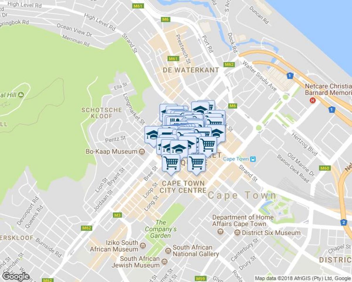 نقشه shortmarket خیابان کیپ تاون