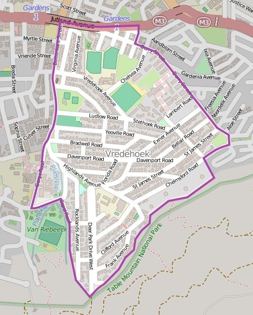 نقشه vredehoek کیپ تاون
