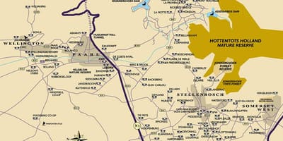 نقشه winelands کیپ تاون